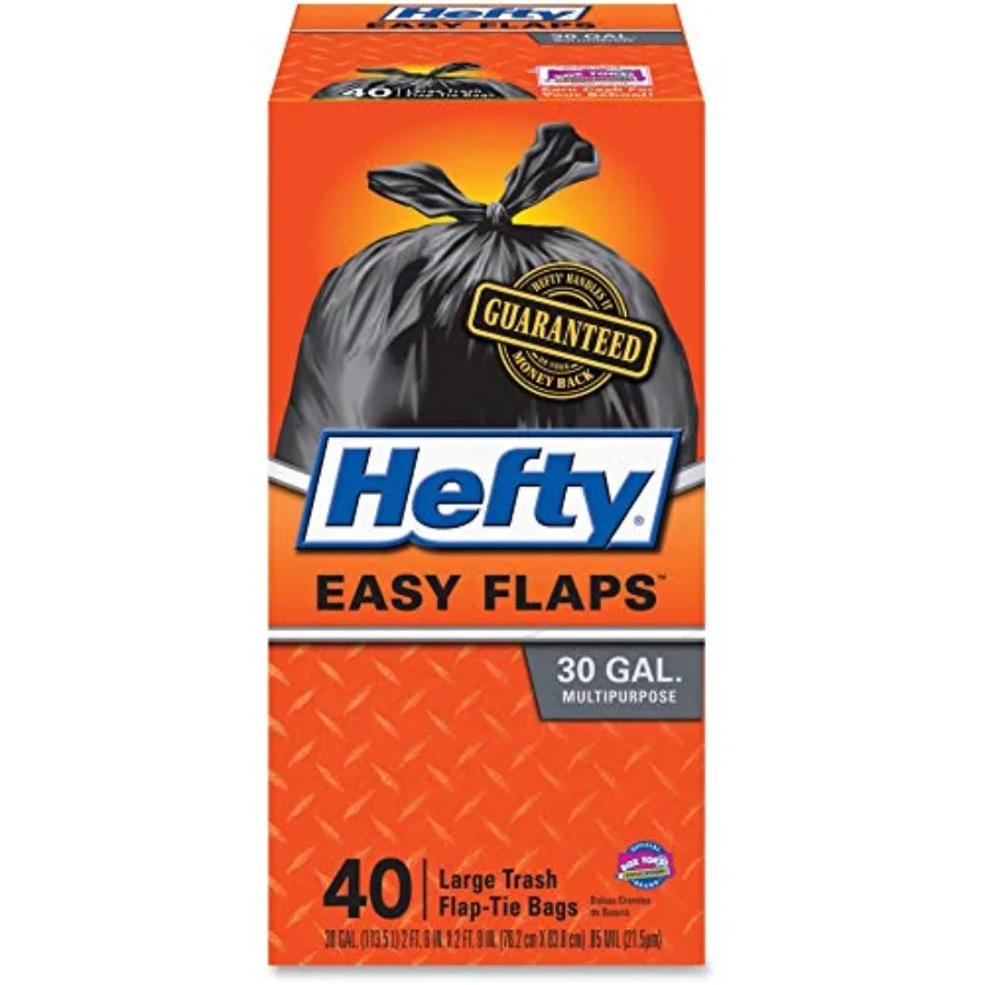 

Многофункциональные большие мешки для мусора Easy Flaps без запаха, 30 галлонов, 40 штук