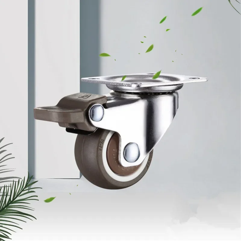 Rodízios de móveis de 1/1,25/1,5/2 polegadas Rodízio giratório de borracha Rodízio de borracha com freio