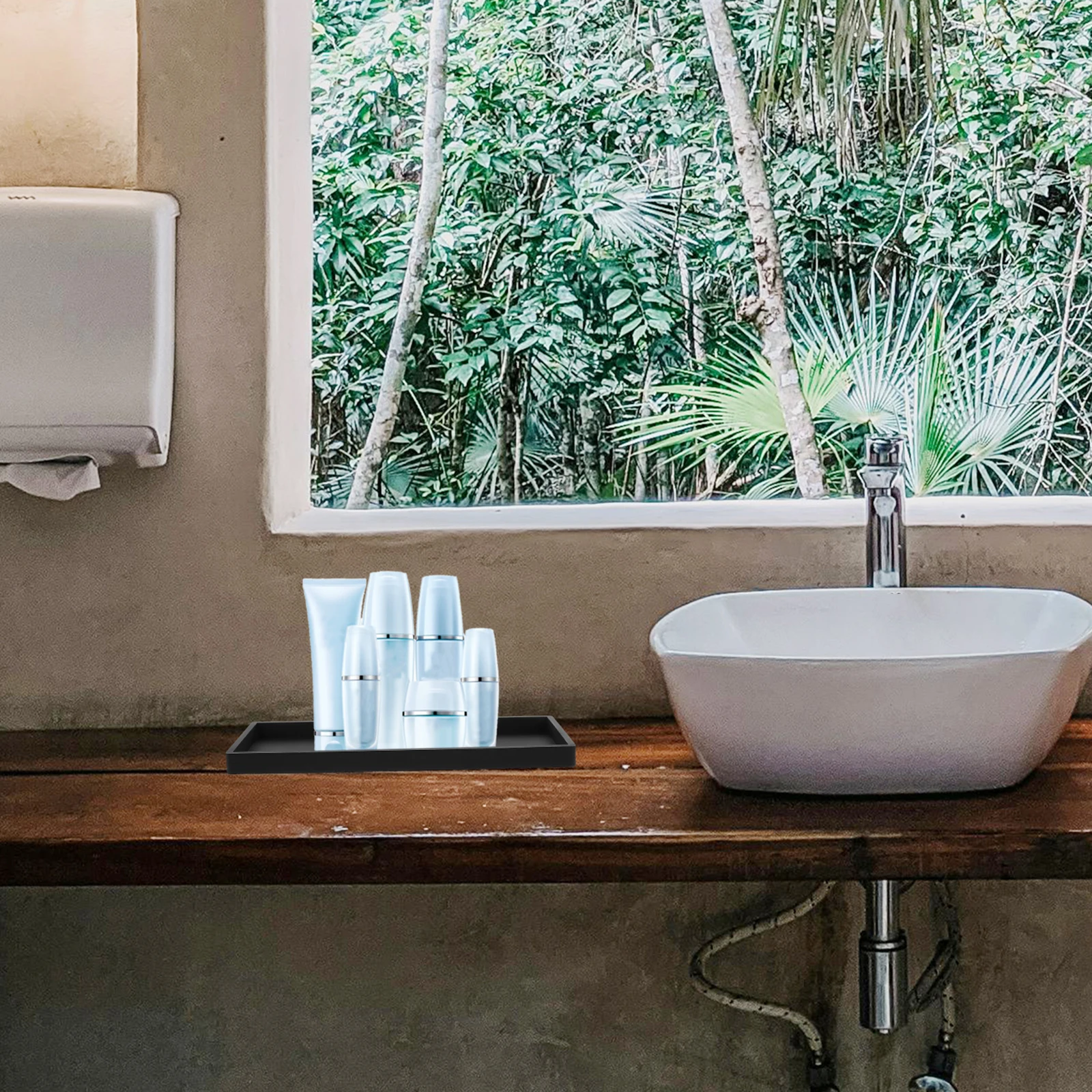 

Large Capacity Silicone Tray Bathroom Kitchen Living Room Dressing Table Storage Plate Simple Fashionable Silicone Vanity Tray