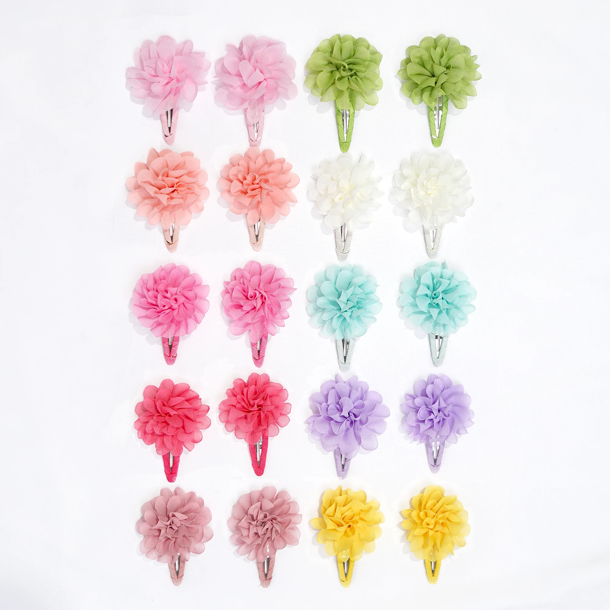 6Pcs Cute chiffon flower slip bangs hair clip, princess hair accessory, suitable for girls daily use, ideal choice as a gift