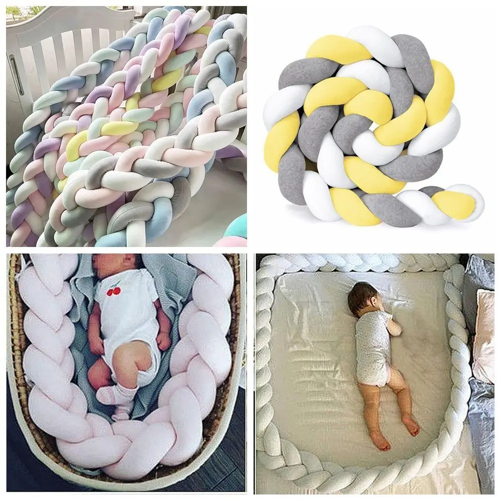 Soft Braided Cot Bumper Skin-friendly Washable Braid Pillow Crib Protector Side Sleeping Pillow Breathable Cradle Protector