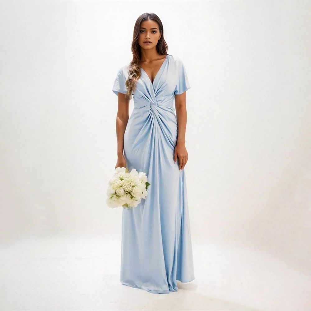 

Mother of Bride Dresses Wedding 2025 Short Sleeve V Neck Mother Dress Pleated Straight Plus Size Mother Of The Bride Dress 2025