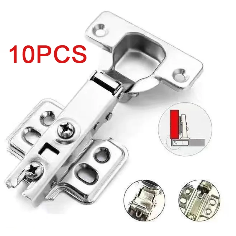 10pcs Door Hinge Stainless Steel Cabinet Door Hinges Buffer Soft Close Quiet Wardrobe Door Concealed Hinges