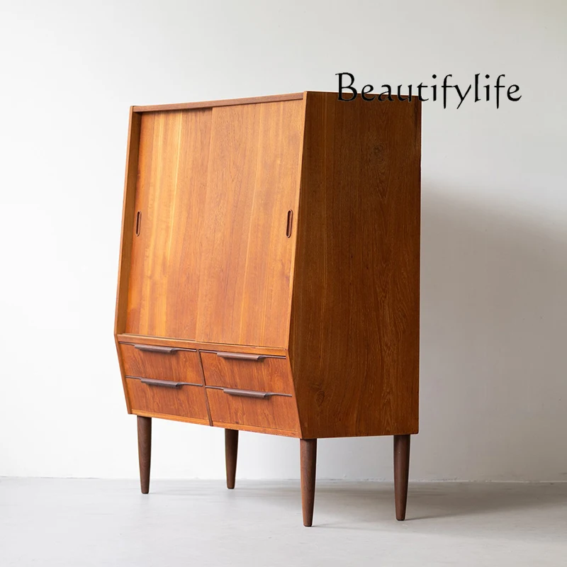 

Medieval furniture, household simple chest, retro style drawer, cherry wood, Myanmar teak custom