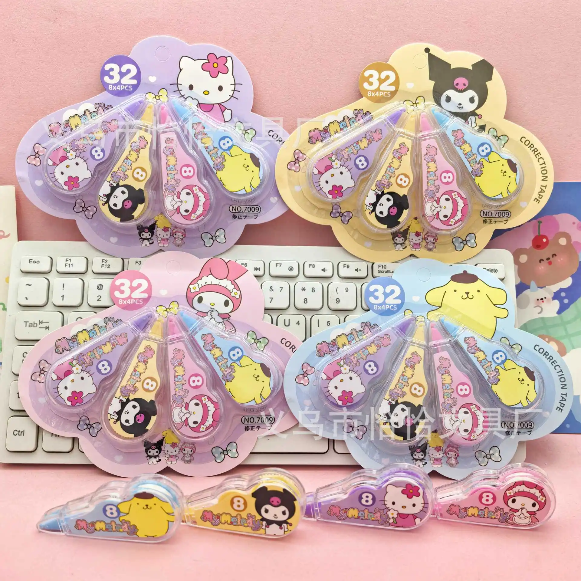 

For Kitty Mini Set of Four Correction and Erasure Pads with Cartoon Kuromi Student Error Correction Pads