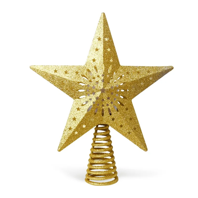 Christmas decoration pentagram tree top star snowflake projection light Christmas tree top star light pendant