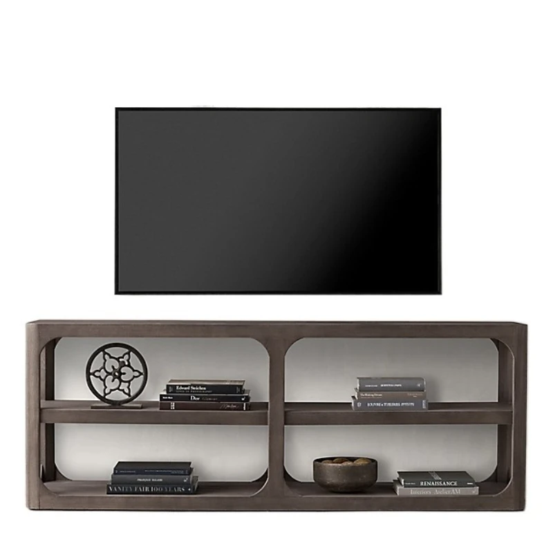 

American Japanese French retro all solid wood oak log color Nordic check a few square advanced TV cabinet