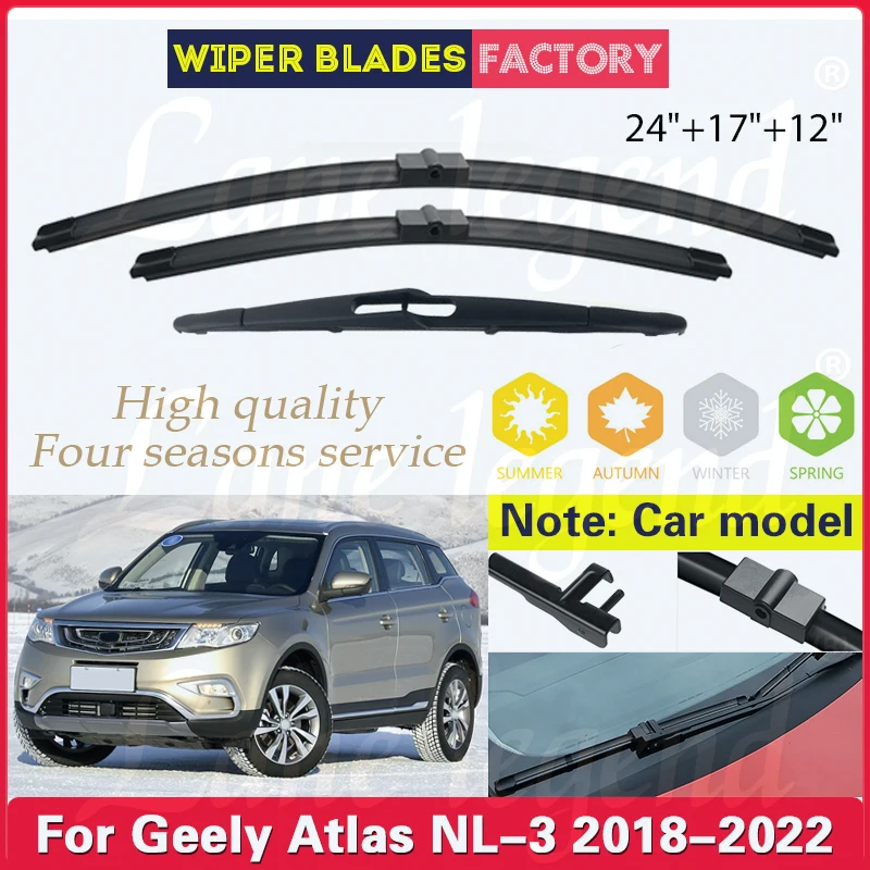 For Geely Atlas NL-3 2018 - 2022 Car Front Rear Wiper Blades Windshield Wipers Windscreen Window Car Accessories 24