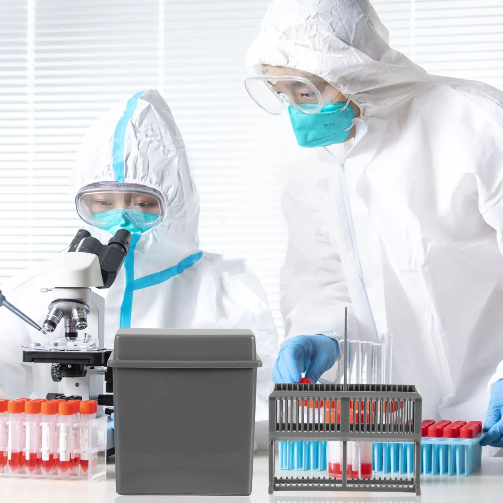 24 Slots Microscope 24 Slots Microscope Slides Staining Jar Slides Staining Rack Jar Lab Storage Stand Teaching Research Gray