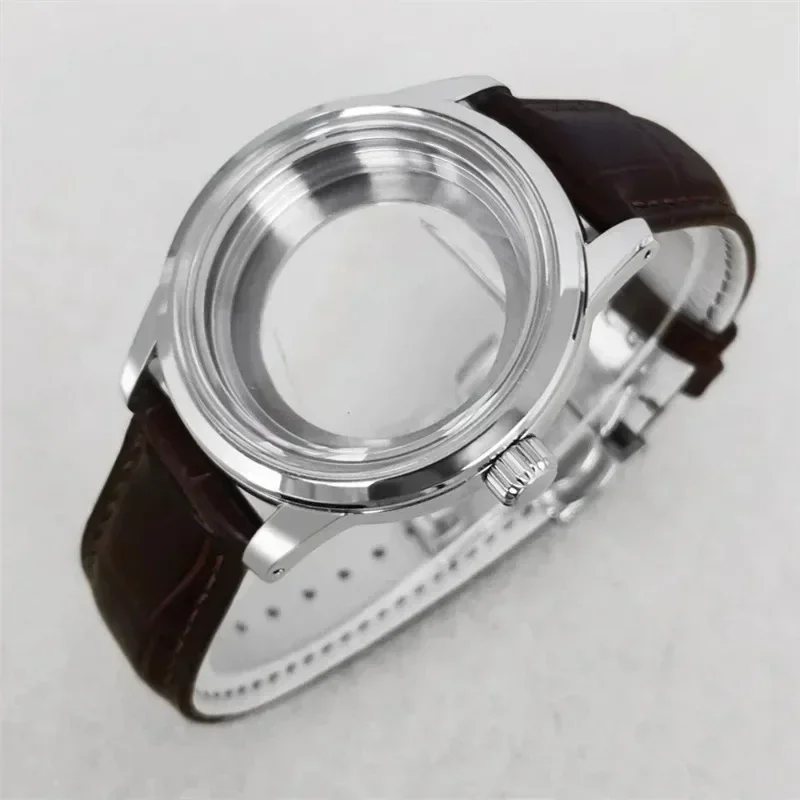 Cassa per orologio in acciaio inossidabile da 39 mm, cinturino in pelle con chiusura a farfalla e quadrante da 31 mm, set di cinturini per movimento NH34 GMT NUOVO