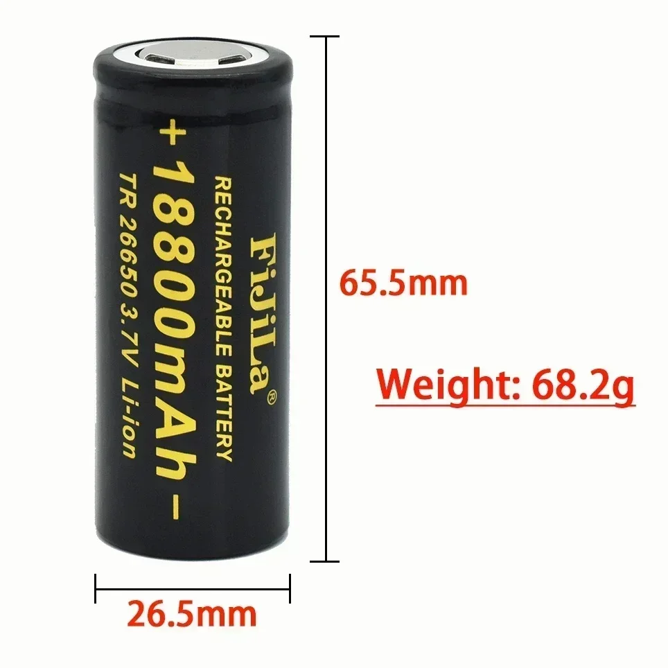 100% New Original High Quality 26650 Battery 18800mAh 3.7 V 50A Lithium Ion Battery For 26650 LED Flashlight view 2