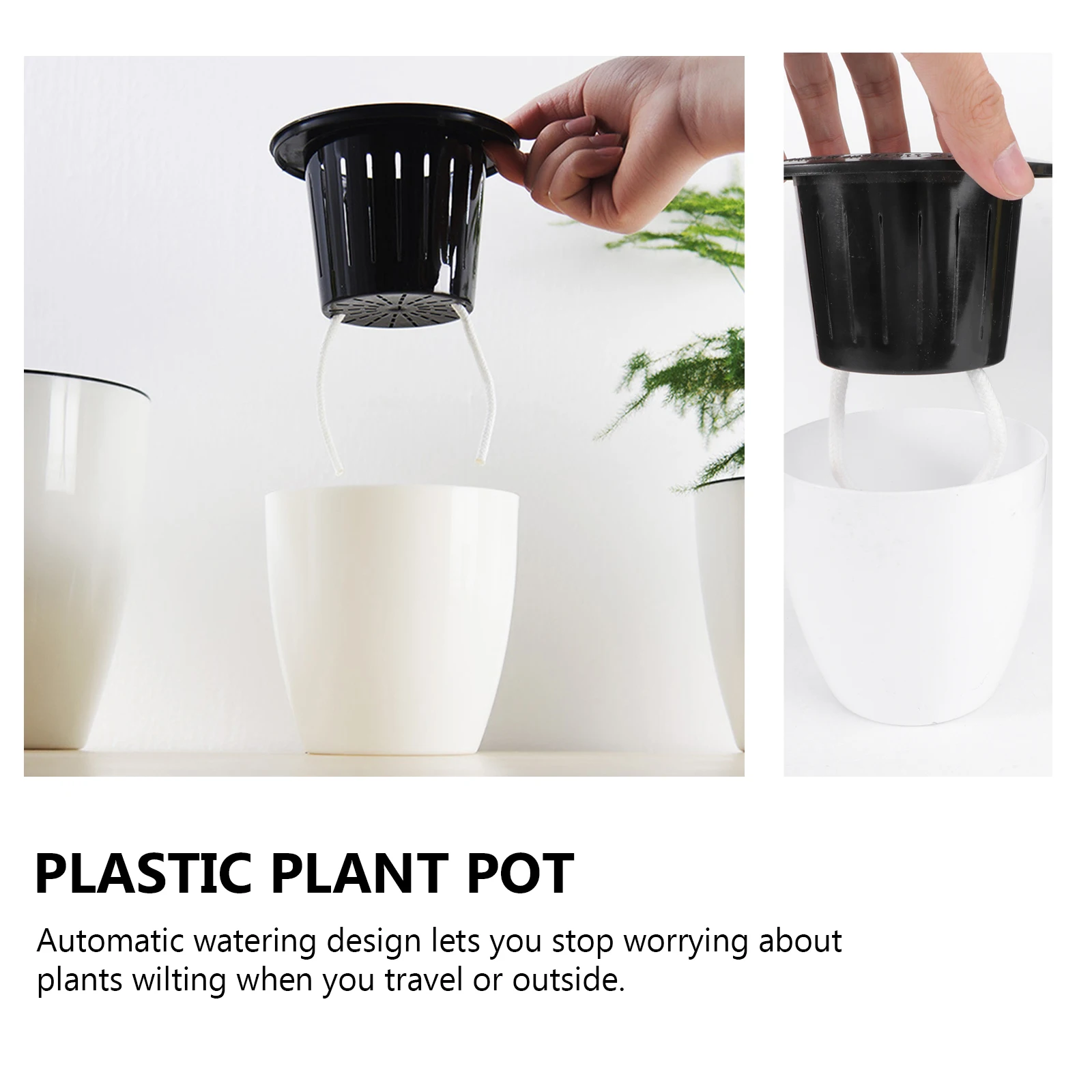 

Automatic Self Watering Flower Pot Round Plant Pots Plastic Lazy Gardening Decor Planter Vase Container