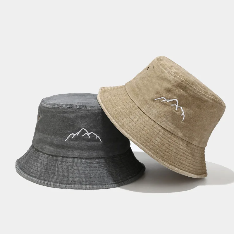 

Old Mountain Embroidered Fisherman's Hat Retro Men and Women Outdoor Sports Climbing Fishing Hat Basin Hat