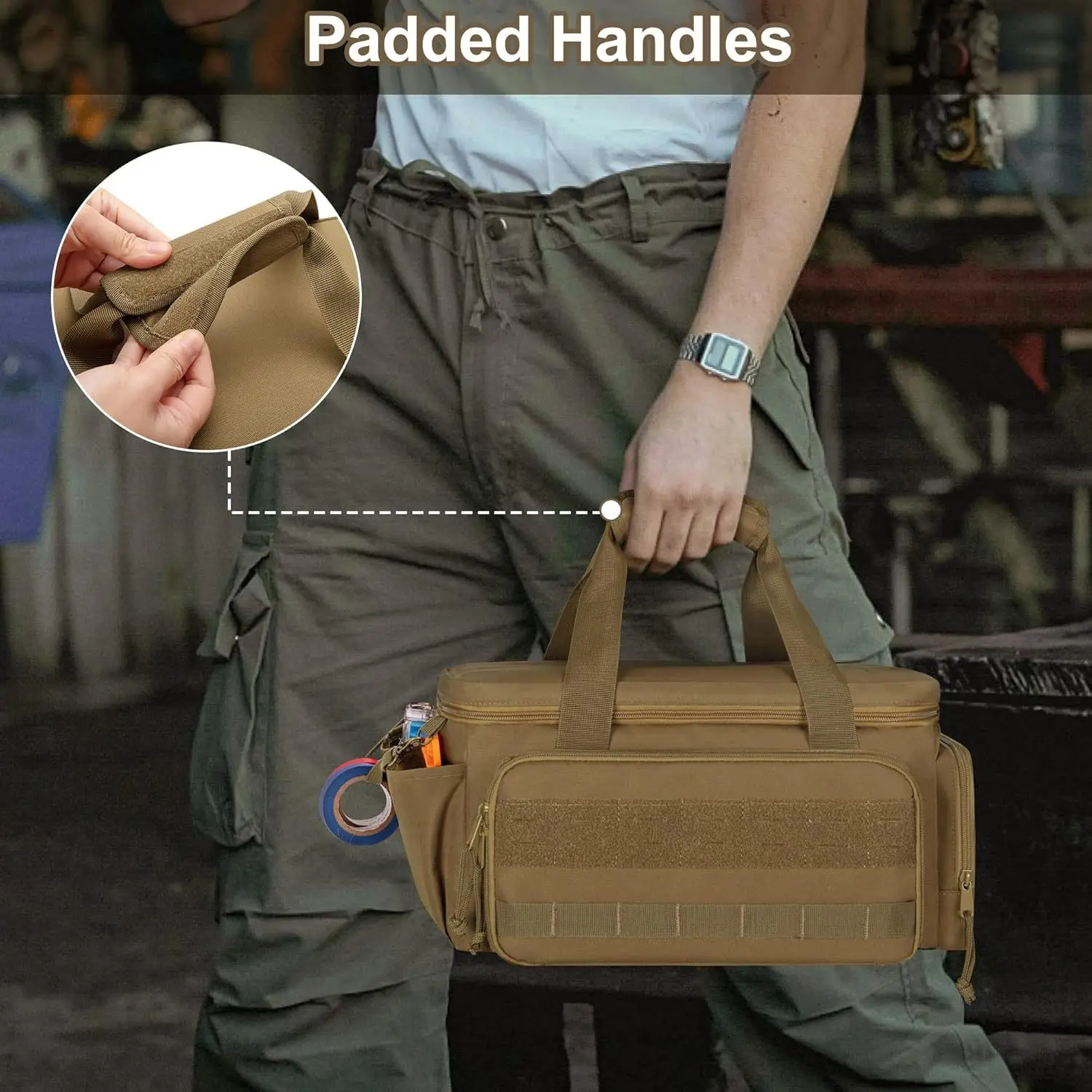 14-inch heavy-duty tool bag tool storage bags, multi-functional work handbags for Mechanic Electrician Carpenter Builder Plumber
