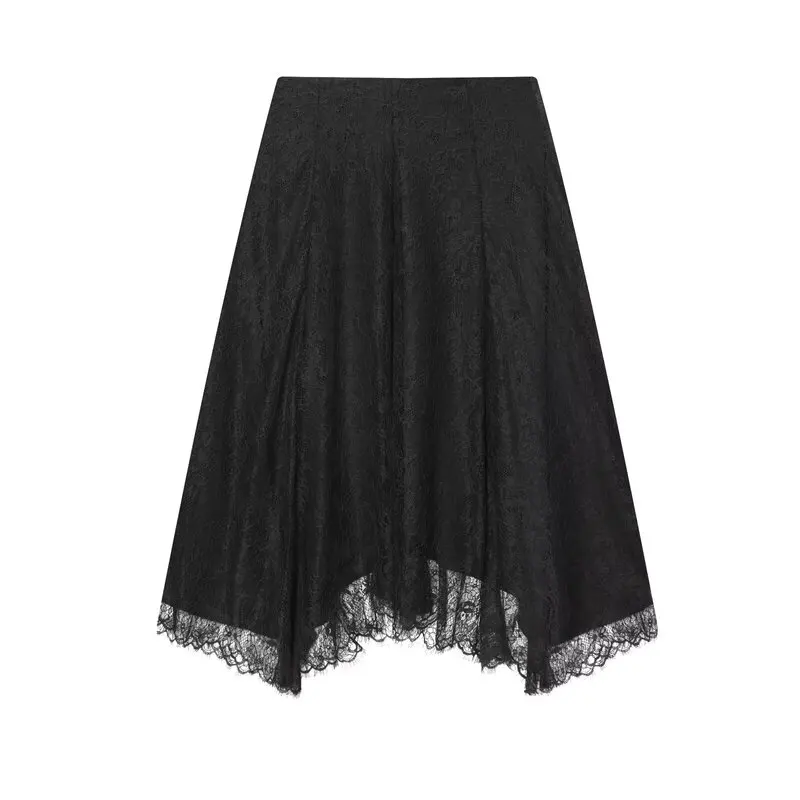Winter 2025 New Arrival Women's Midi Skirt Lace Design mid Waist f Body New Faion Trend Ci Commute A-Line Loose Fit