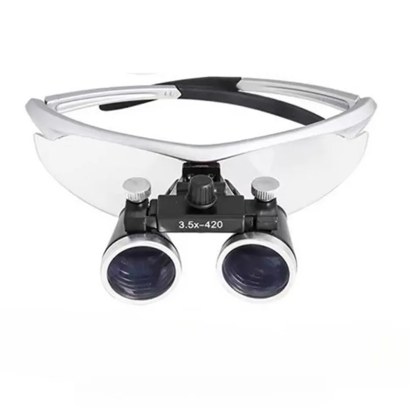 

Hot Sell Silver 3.5X Dentistry Binocular Magnifier Ultra-lightweight Optical Dental Loupes 420mm Magnifying Glass for Surgery HD