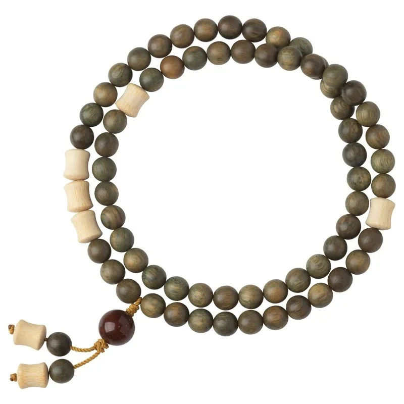 

Chinese Style Natural Green Sandalwood Multi Wrap Bodhi Bracelet Mens Prayer Beads for Meditation Gifts