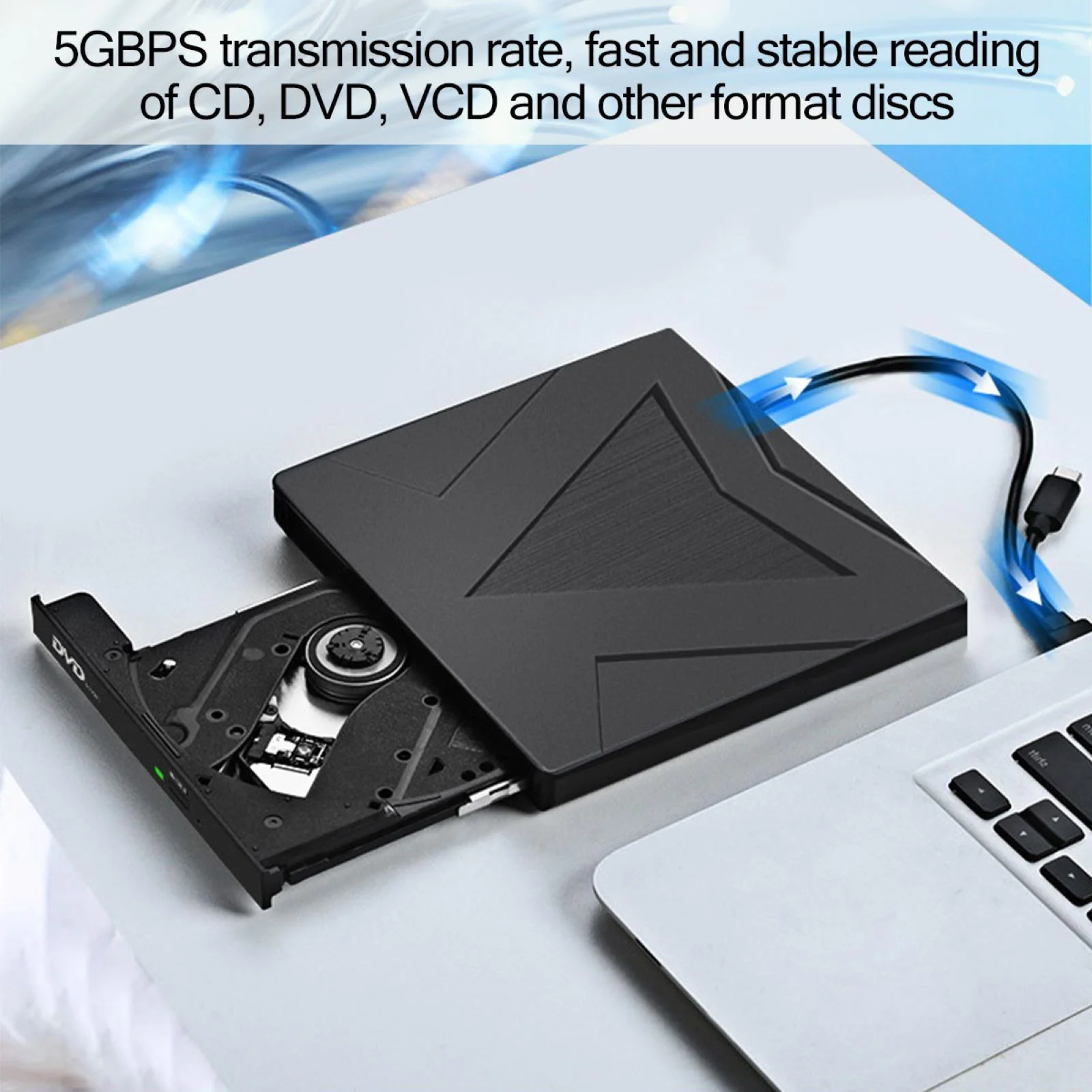 Slim External DVD VCD Writer Drive CD Burner Reader Player Laptop USB 3.0 Type-C