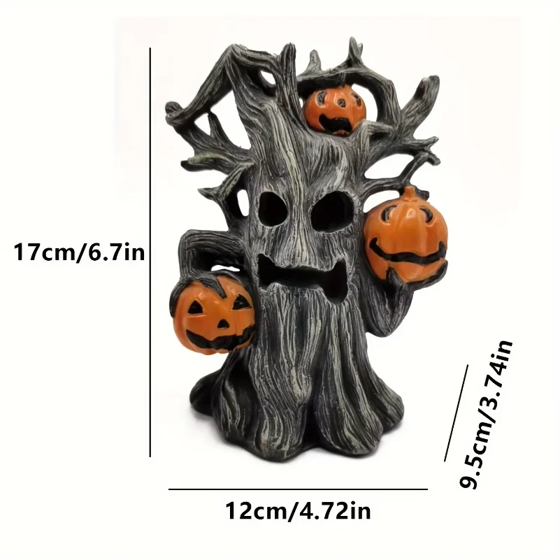 1pcs Halloween Pumpkin Tree Monster Statue - Vintage Resin Ornament for Home and Office Decorations Christmas Halloween Gifts