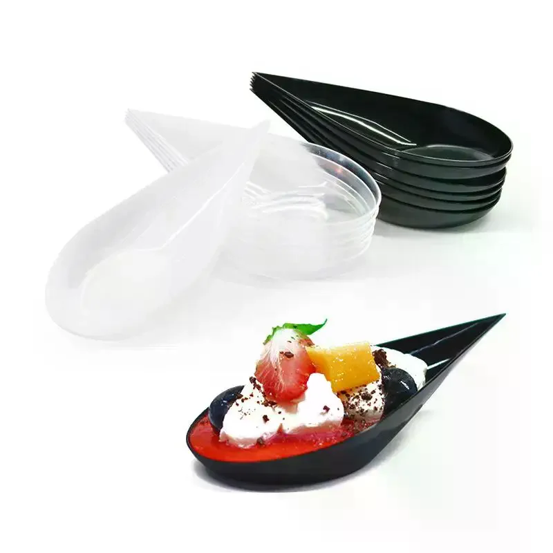 20Pcs Mini Waterdrop Spoon Disposable Dessert Spoons For Appetizers Sushi Desserts Tasting Catering Supplies Soup Scoop