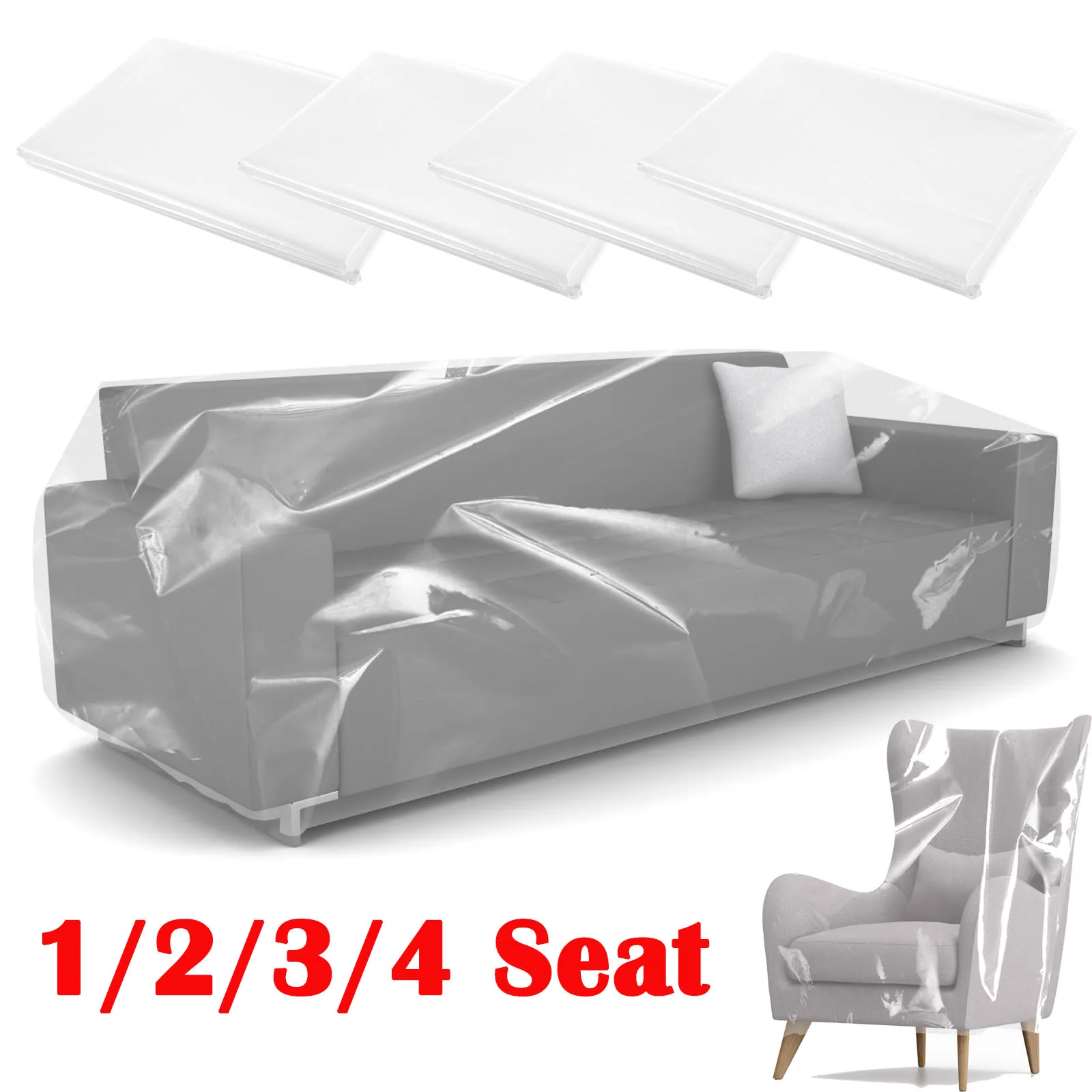 Couch Cover PE Transparent Furniture Waterproof Cover Cat Scratch Protector Detachable Sofa Covers Against Cat Dog Clawing