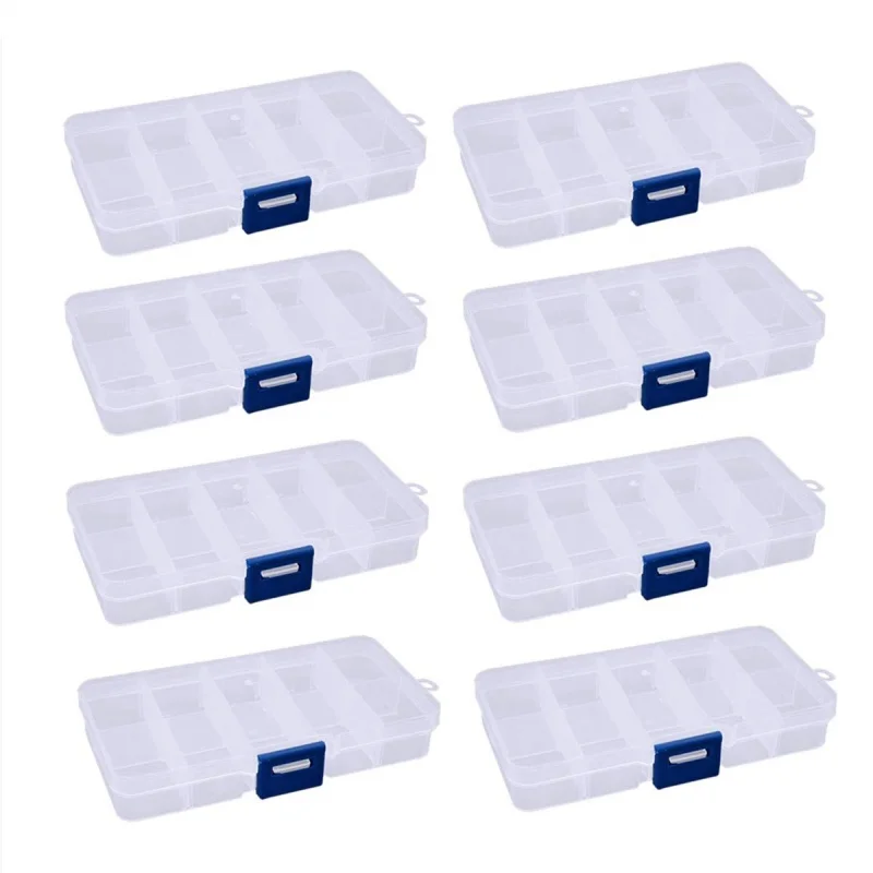

8piece transparent jewelry storage box, nail jewelry storage box, with 10 adjustable partitions
