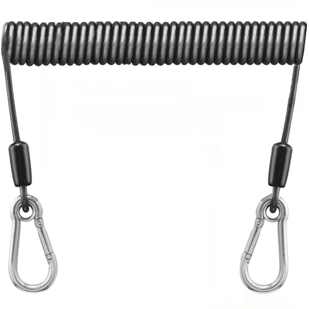 

Stainless Steel Fishing Lanyard Anti-drop Hanging Buckle Fishing Safety Rope Heavy-Duty 1.5-3M Spring Rope Fishing