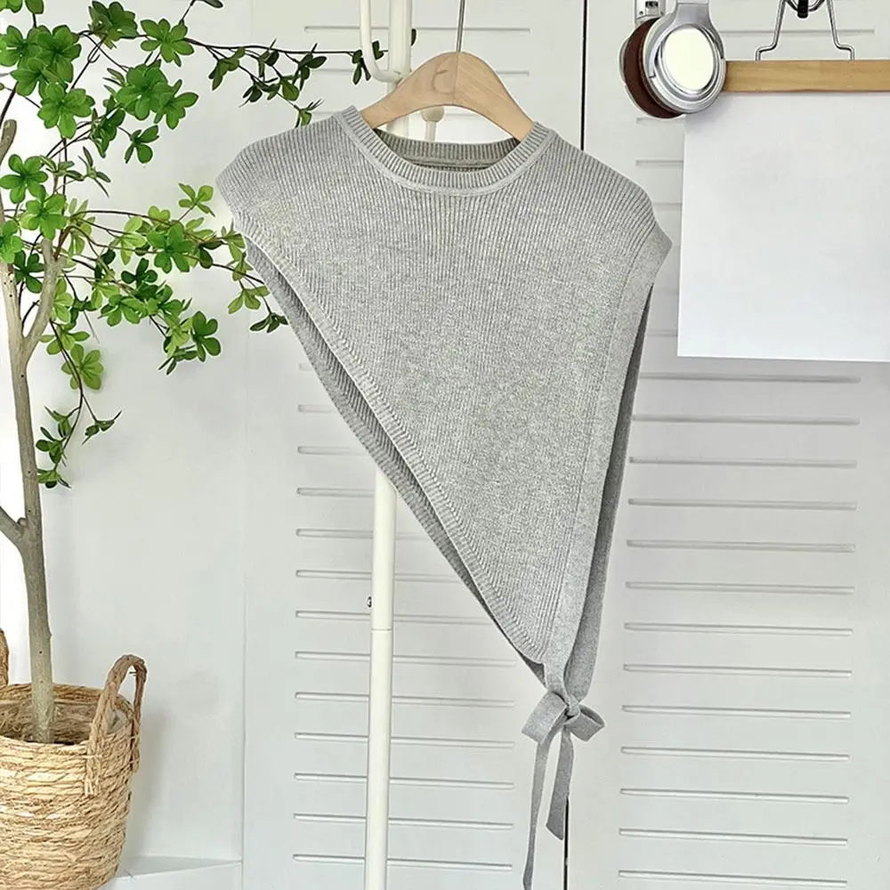for Blouse Knitted Shawl Vest Warm Solid Color Triangle Beveled Edge Vest Clothing Accessories Polyester