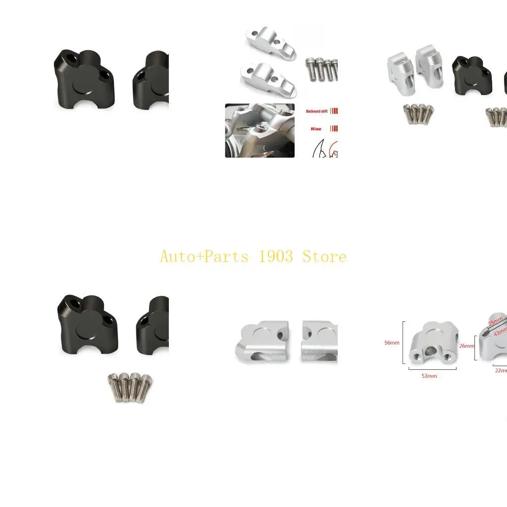 

E21C Motorbike Bar Clamps Raised Handlebar Handle Bar Risers For 7/8" 22mm Durable 2x