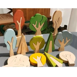 Wooden DIY Blocks Toys Rainbow Trees Forest Saplings for Kids Building Stacking Play