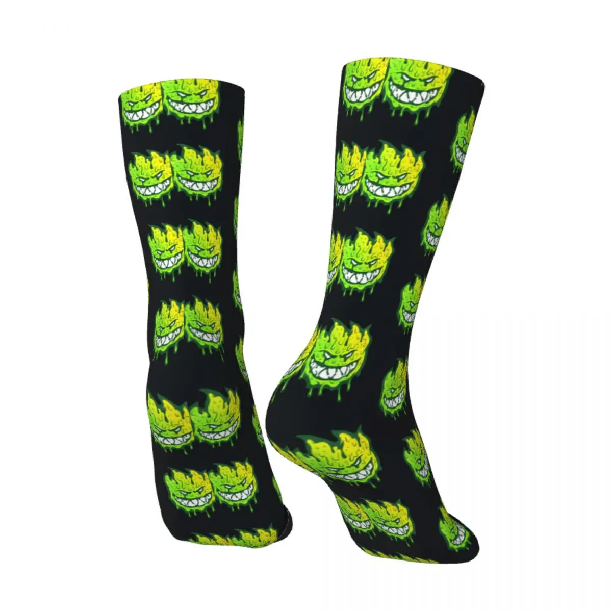 Funny Crazy Sock for Men Green Slime Fuuny Hip Hop Harajuku Spitfire Cool Skate Happy Pattern Printed Boys Crew Sock Casual Gift