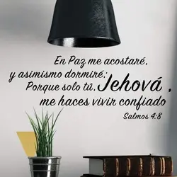 Tioua Spanish Quote Wall Sticker Decal Bible 4:8 En Paz Me Acostanre Y Asimismo Dormire Wall Sticker for Living Room