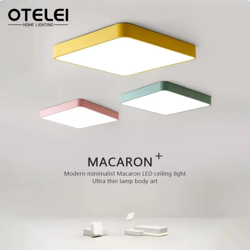 

Modern LED Square Ceiling Light Nordic Macaron Color Home Decor Lighting Bedroom Living Room Study Room Kitchen Ceiling Lamp