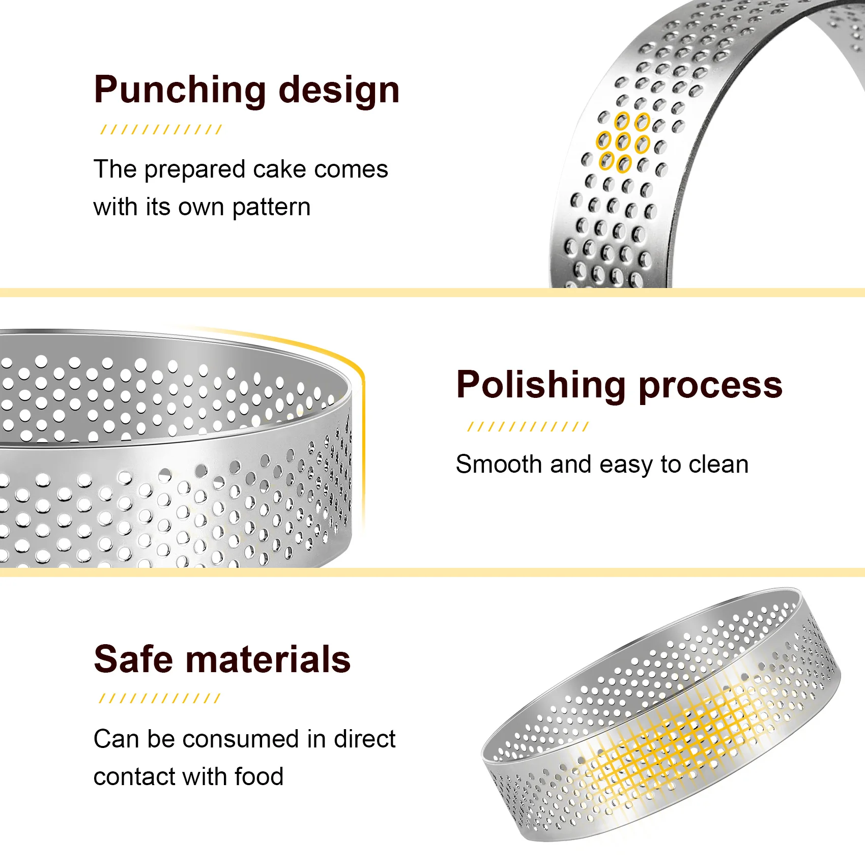 12 Pack Stainless Steel Tart Rings 3 In,Perforated Cake Mousse Ring,Cake Ring Mold,Round Cake