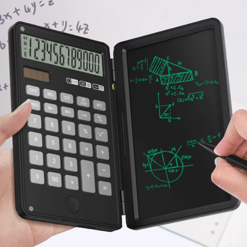 Calculator Notepad with 6.5 Inch Lcd Writing Board Solar Scientific Calculator Professional Portable Foldable Calculator