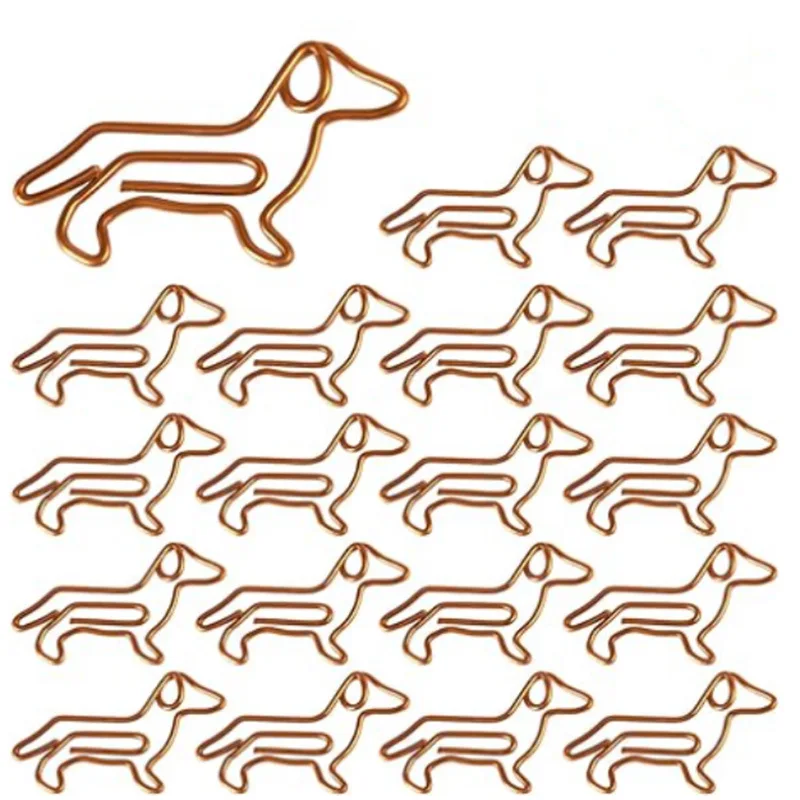 Dachshund Dog Paper Clip Metal Puppy Shaped Paper Clips Orange Gold Cute Animal Paperclips Wholesale Kawaii Desk Accessories