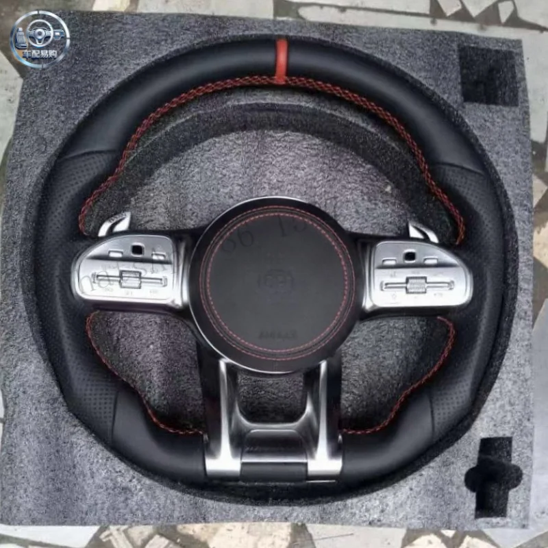 Suitable for Mercedes-Benz AMG models, genuine leather sports steering wheel modification and upgrade with multi-function button
