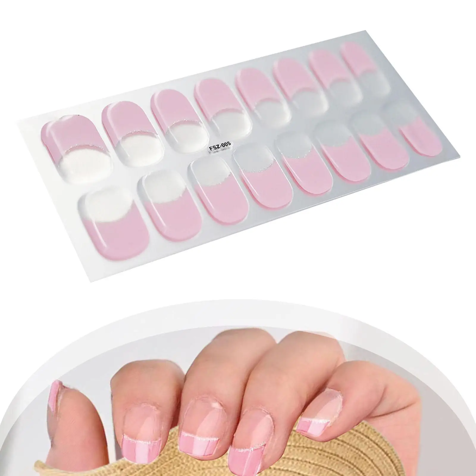 ملصقات أظافر جل من الراتنج البيئي، شرائط طلاء أظافر شبه معالجة بغطاء كامل، شارات أظافر للاستخدام المنزلي في الصالونات #6