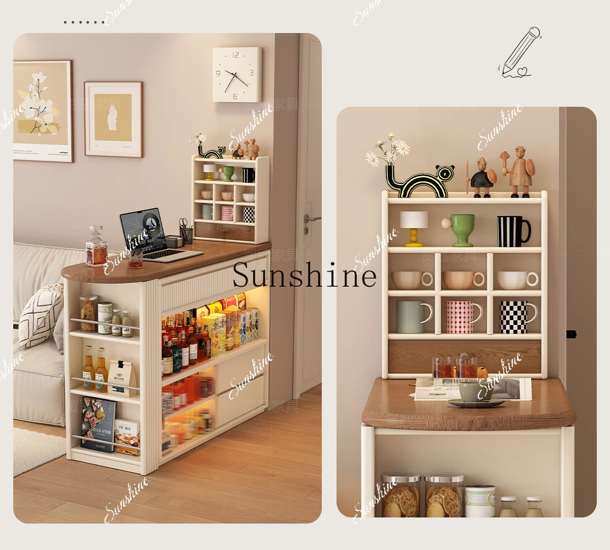 

Solid wood sofa, antique large horizontal hall partition in the bar counter, and long table against the cabinet at the backP