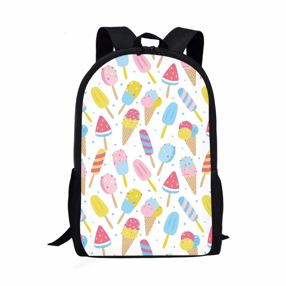 Summer Strawberry Ice Cream Pattern Students School Bag Girls Boys Book Bag Teenager Daily Casual Backpacks Storage Rucksacks