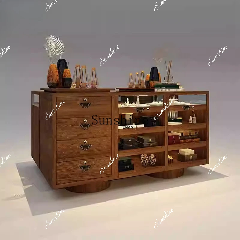 

French antique storage display cabinet jewelry jade solid wood cabinet