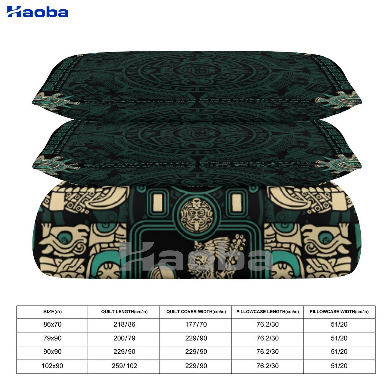 Aztec Maori Jaguar Warrior Print Three Piece Bedding Set Children or Adults for Beds Quilt Covers Birthday Gifts for Women Men