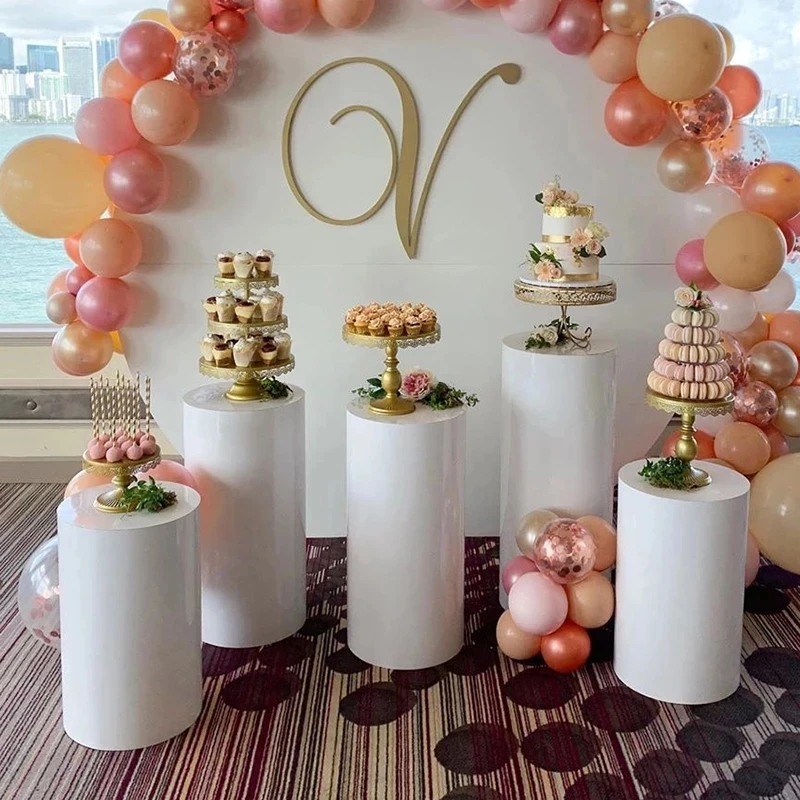 PATY JIKE Table Dessert Table Cake Stand Birthday Wedding Party Event Decor Decoration Round Backdrop Base White Cylinder Stand