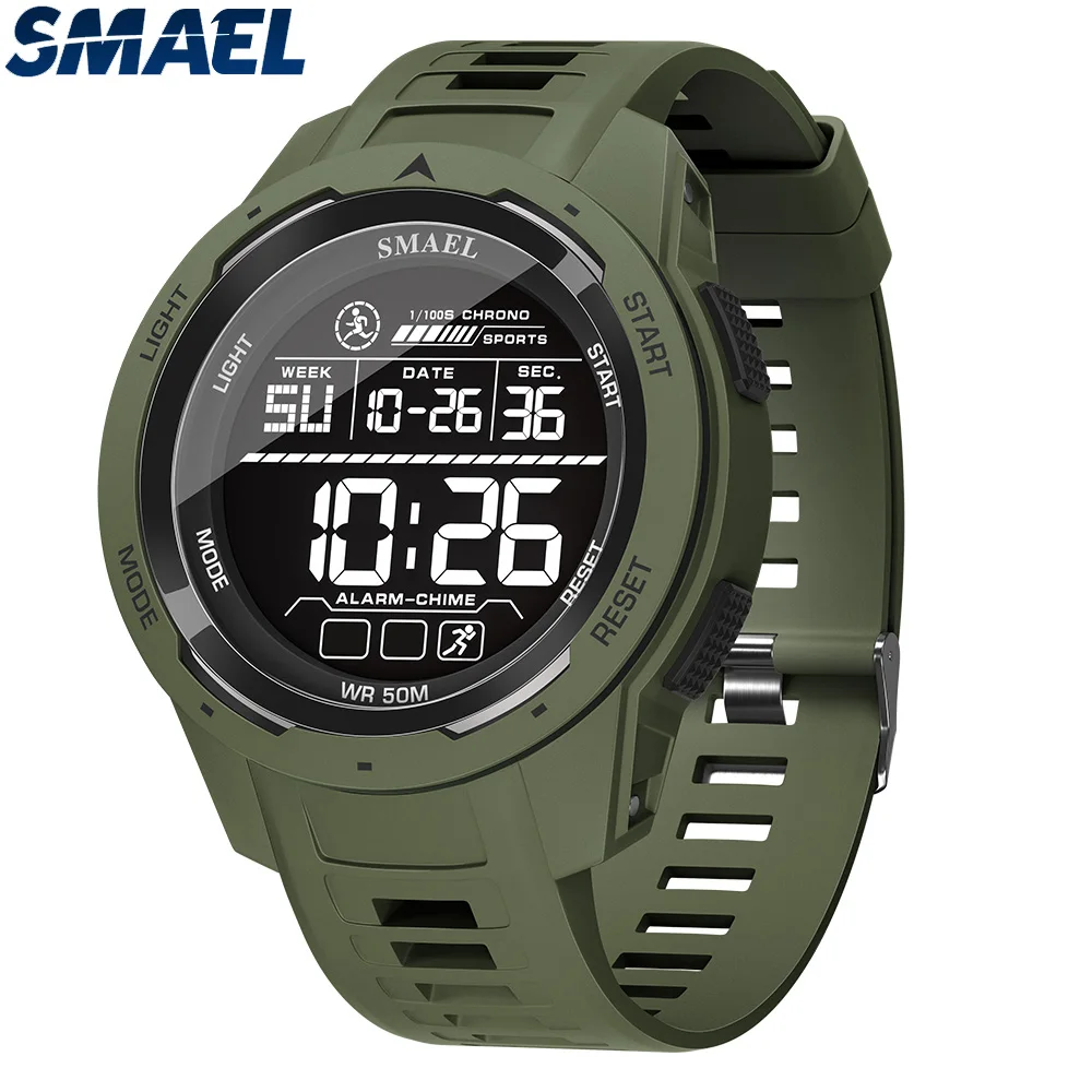 SMAEL Digital Watches Sports LED Wristwatches Men\'s 50m Waterproof Sport Watch Digital Light Stopwatch 8105 Military Watch Men