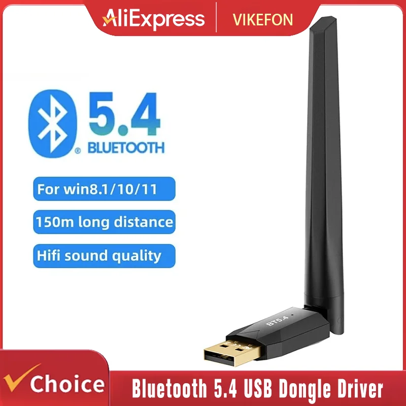 

150 м Bluetooth 5,4 USB-драйвер бесплатно для Win11/10/8,1 мыши, клавиатуры, аудиоприемника, передатчика