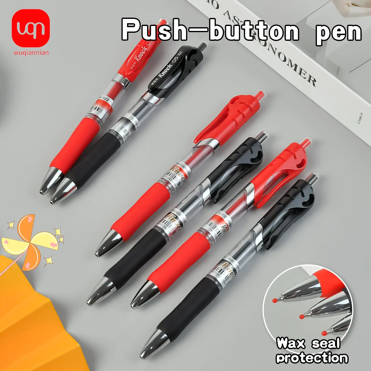 WQN 0.5MM Gel Pen,Large Capacity Signature Pen,Practice Writing, Black Red Ink,Signature and Office Pen for Students,Stationery