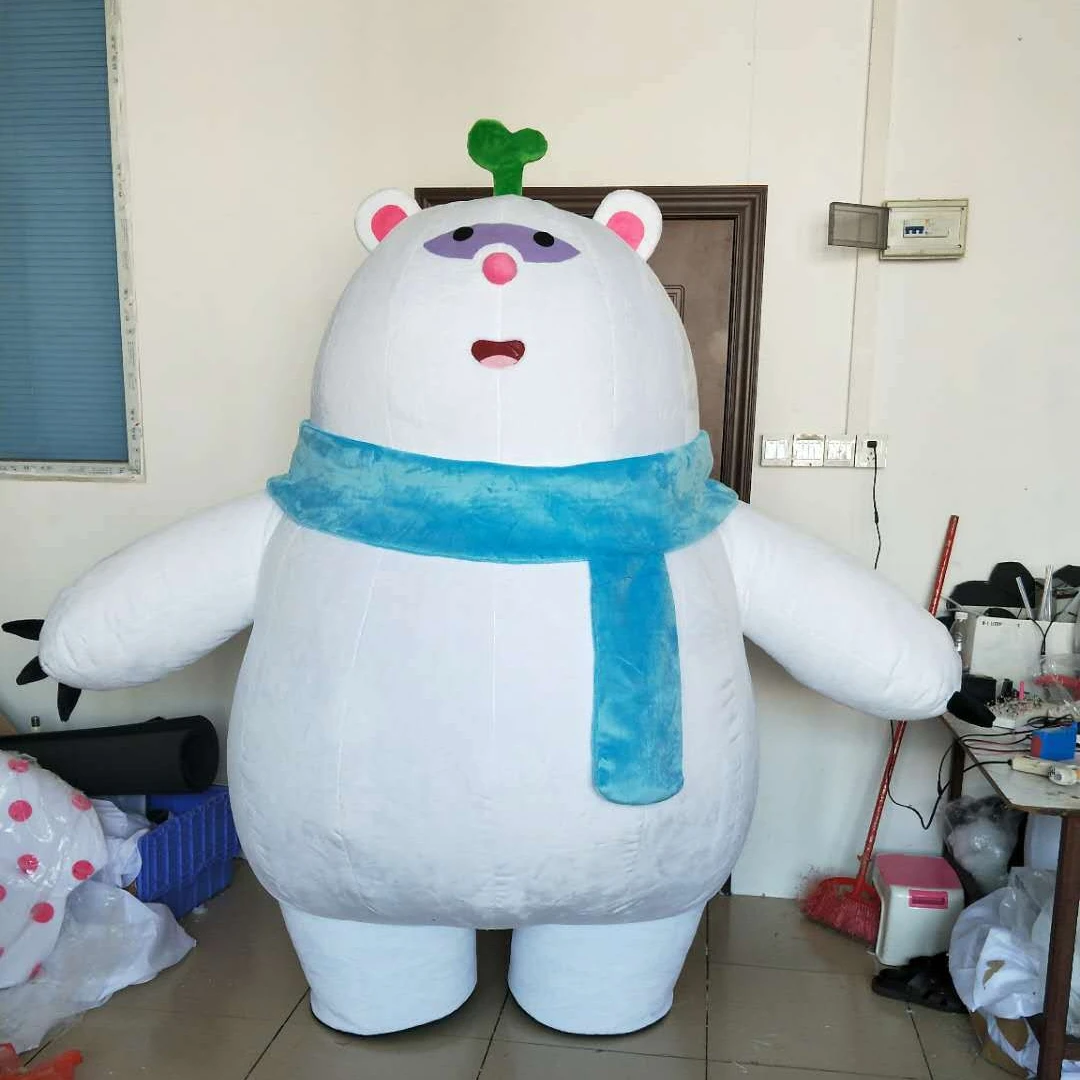 

Inflatable Green Scarf White Bear Cartoon Cartoon Doll Clothing Customization Cosplay Costumes Halloween Costume