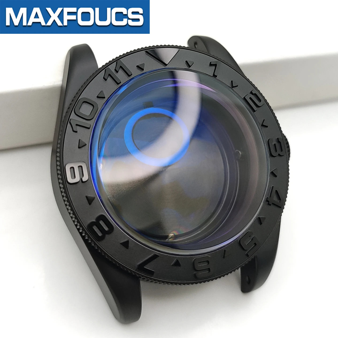 Mattes Retro-Uhrengehäuse im Black Bay-Stil MOD SKX NH34 NH36 Schwarze Stahlkrone Saphirglas-Gehäuseboden Einsatz Kundenspezifisches Zubehör – Detail 9