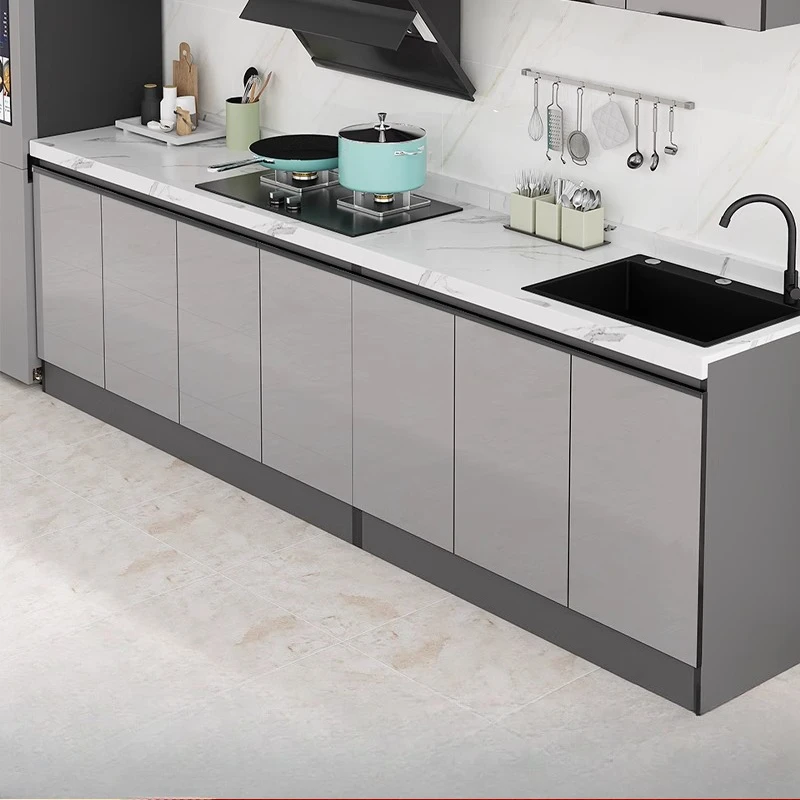 Slate Kitchen Cabinet Household Simple Integrated Stainless Steel Stove PET Door Integrated Kitchen Rental Sink