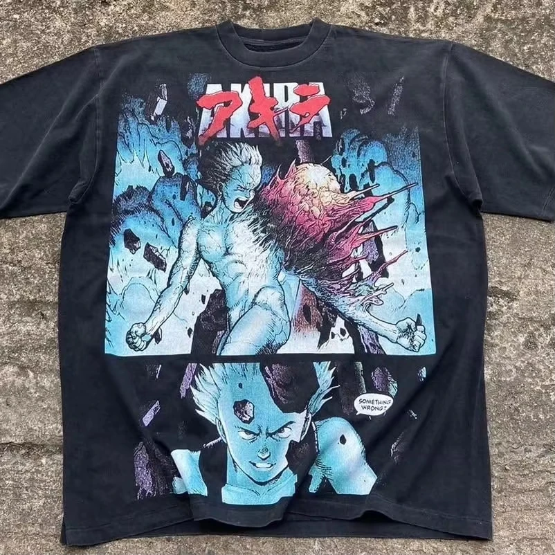 Vintage AKIRA Tetsuo Transformation Cyberpunk Oversized Y2k Graphic Tee Cotton Mens Womens T-Shirt Summer Streetwear